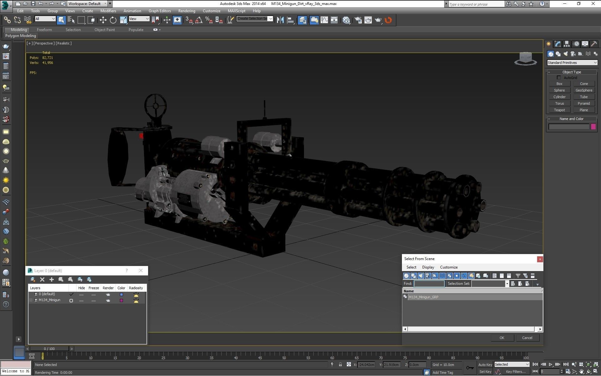 M134 Minigun With Mounting Bracket Dirt Low-poly 3D model_23