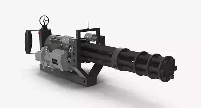 M134 Minigun With Mounting Bracket Dirt Low-poly 3D model