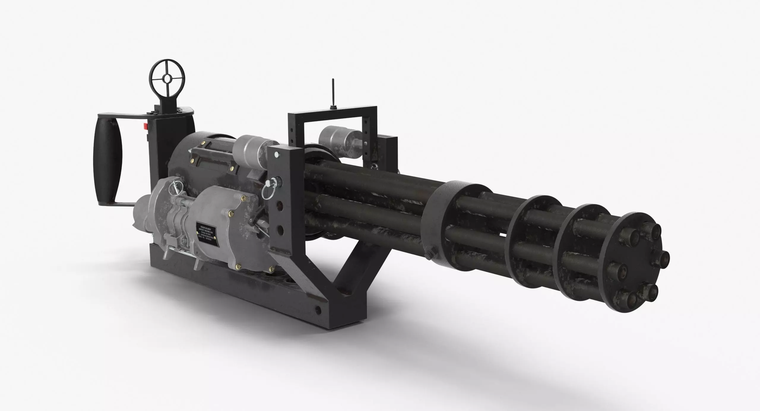 M134 Minigun With Mounting Bracket Dirt Low-poly 3D model_0