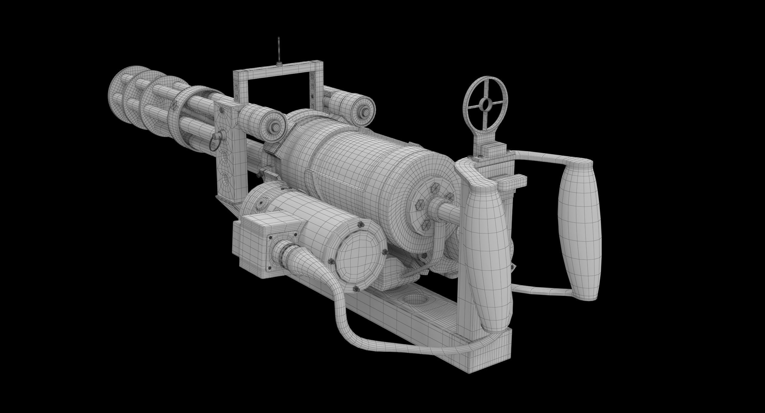 M134 Minigun With Mounting Bracket Dirt Low-poly 3D model_12