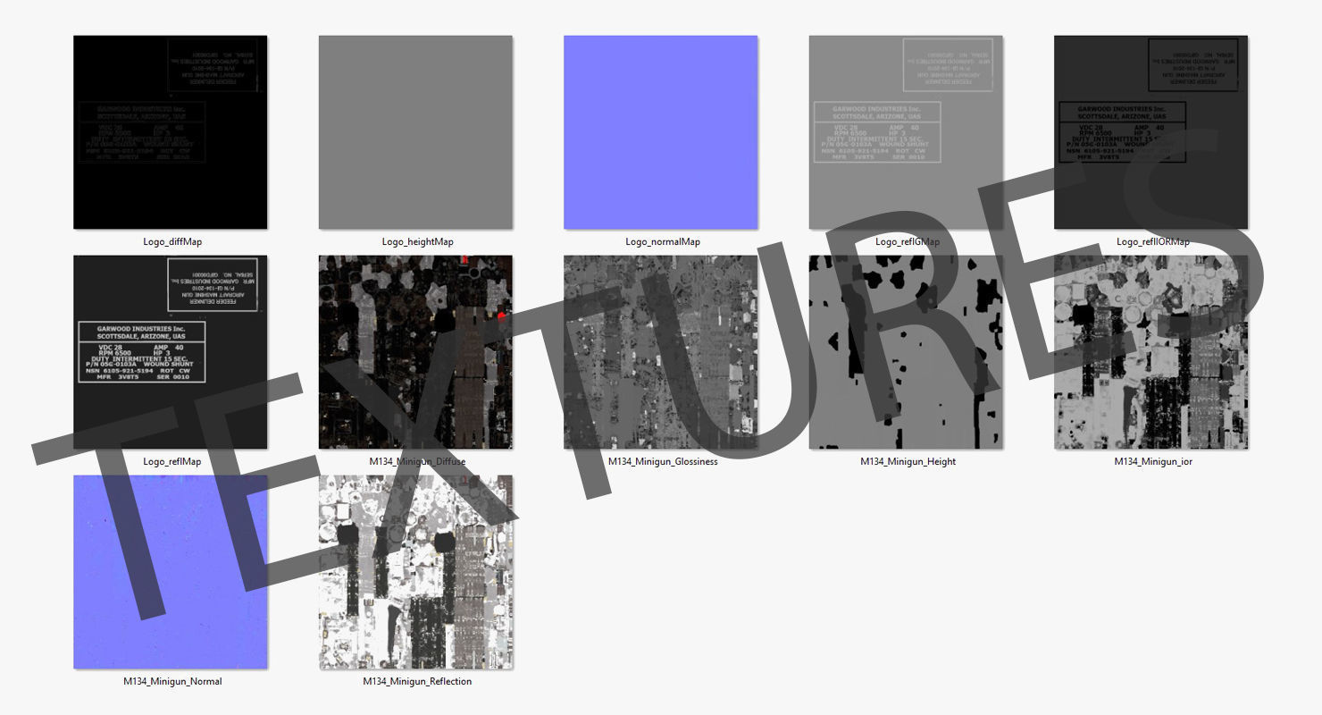 M134 Minigun With Mounting Bracket Dirt Low-poly 3D model_24