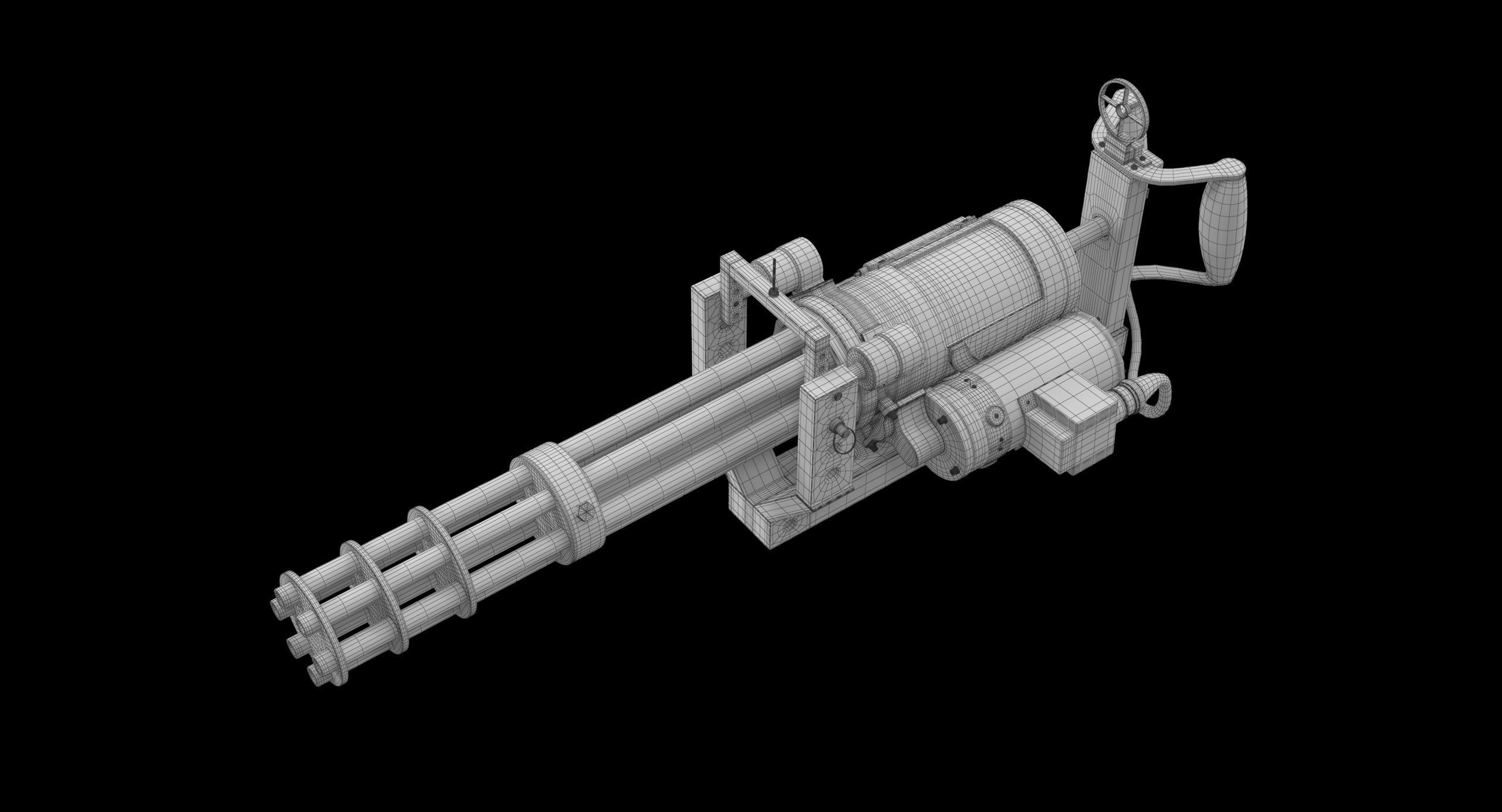 M134 Minigun With Mounting Bracket Dirt Low-poly 3D model_18