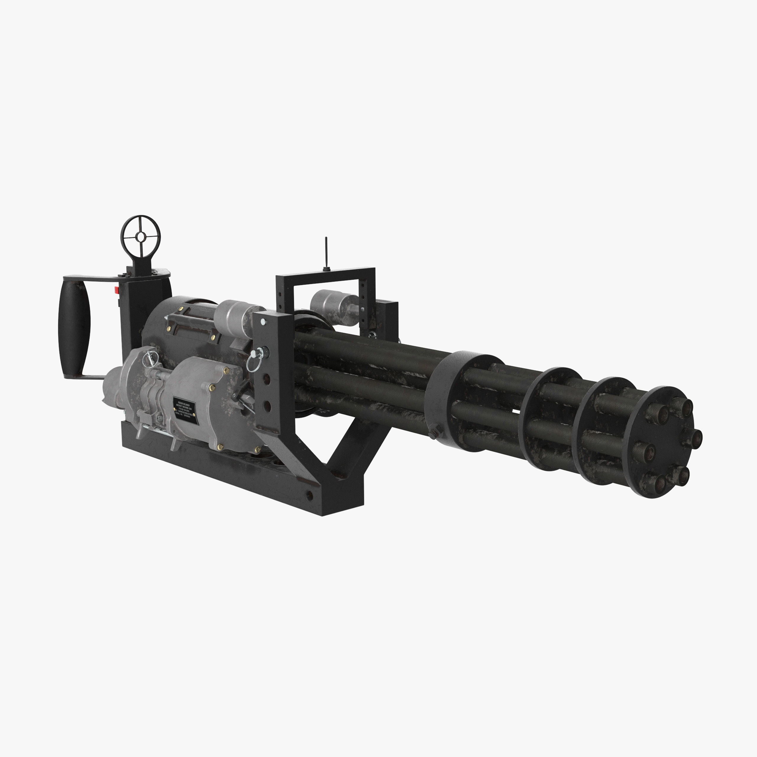 M134 Minigun With Mounting Bracket Dirt Low-poly 3D model_22