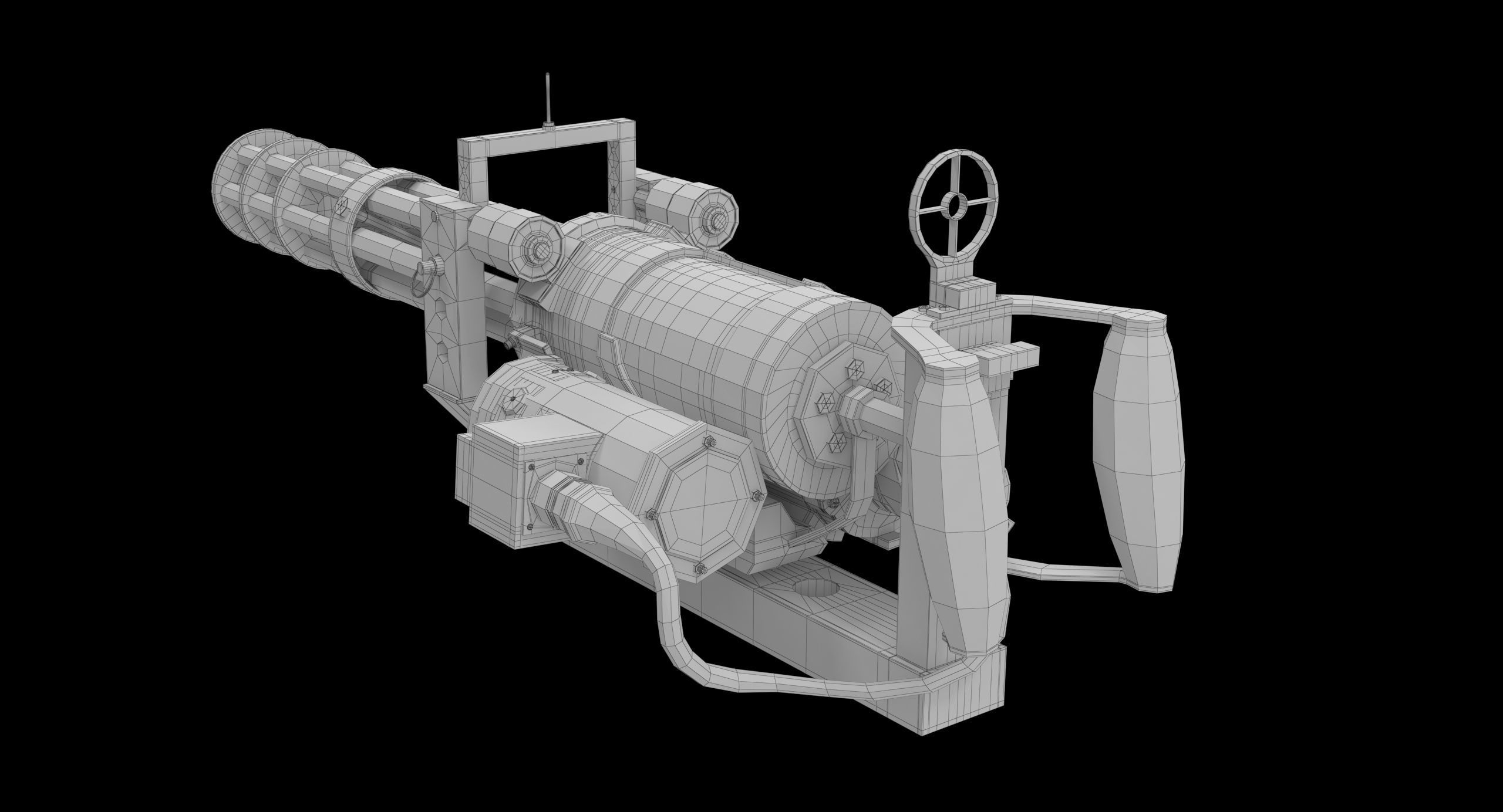 M134 Minigun With Mounting Bracket Dirt Low-poly 3D model_11