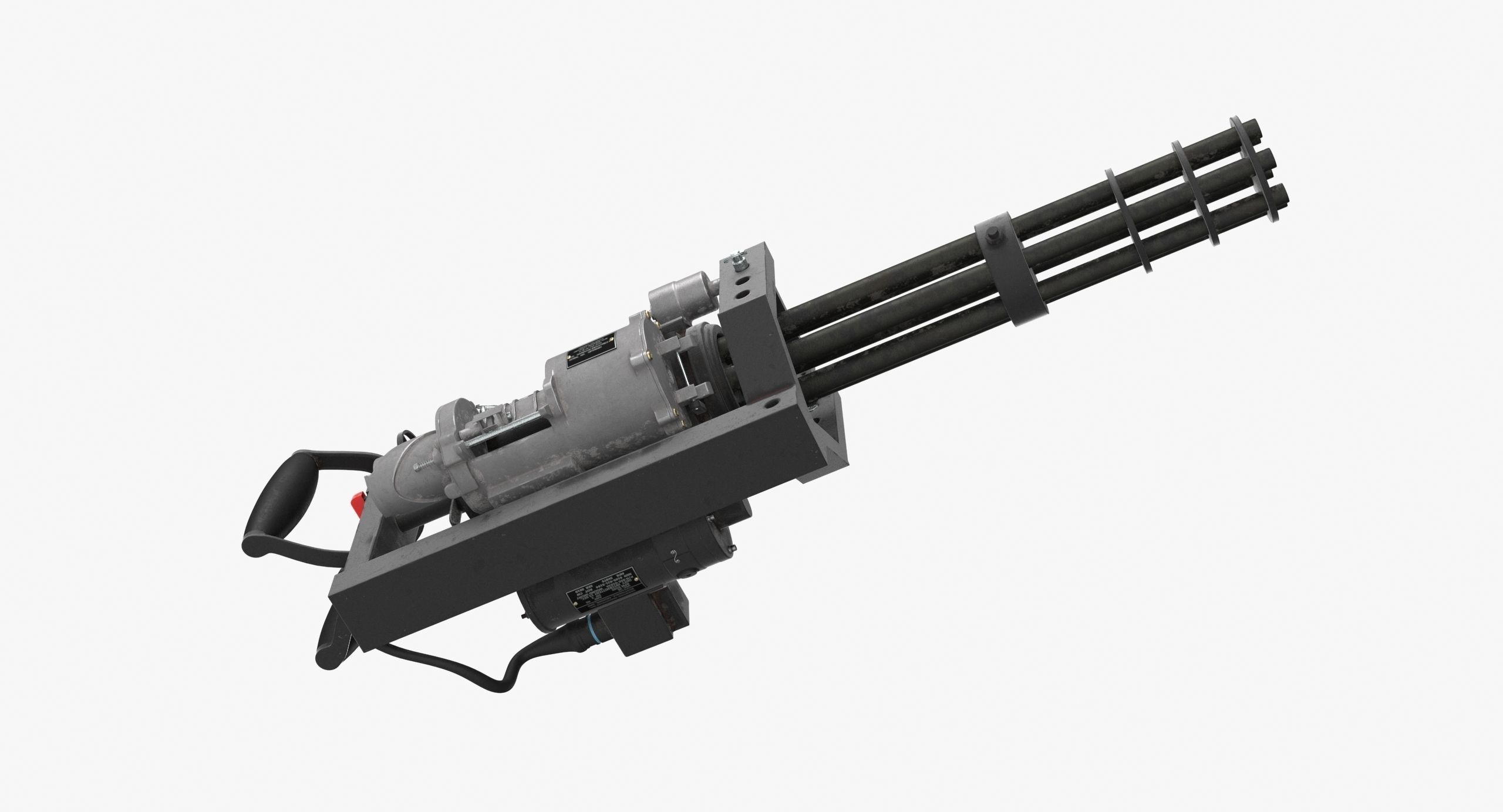 M134 Minigun With Mounting Bracket Dirt Low-poly 3D model_19