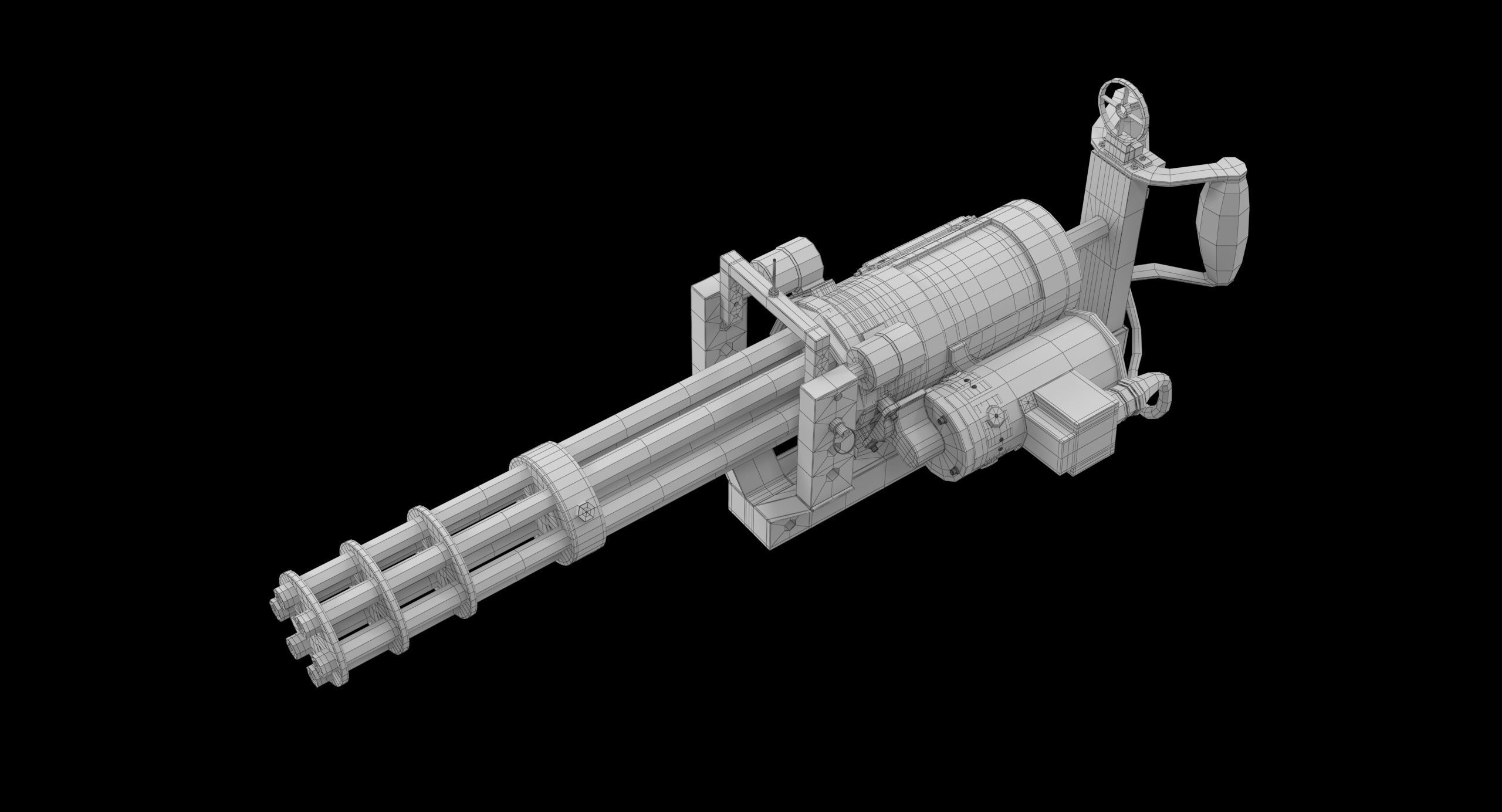 M134 Minigun With Mounting Bracket Dirt Low-poly 3D model_17