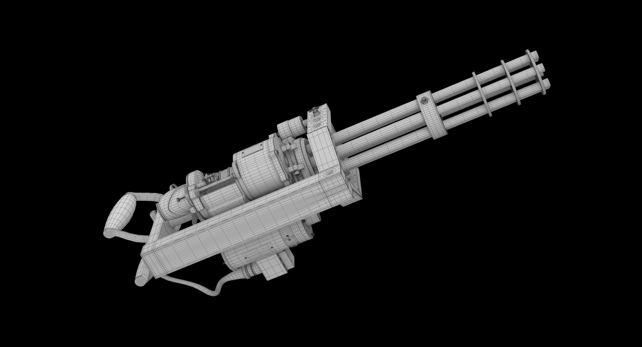 M134 Minigun With Mounting Bracket Dirt Low-poly 3D model_21