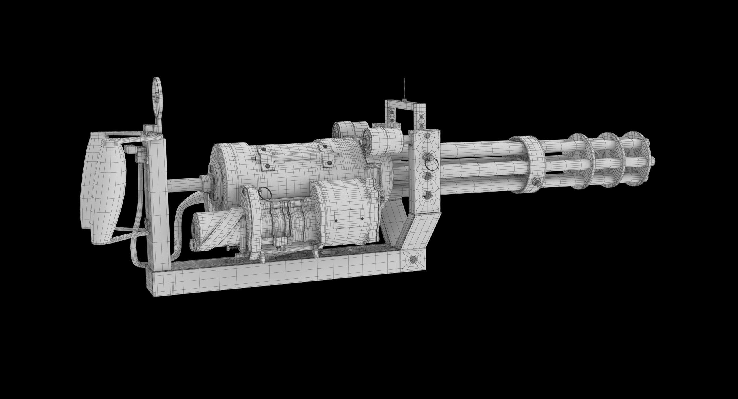 M134 Minigun With Mounting Bracket Dirt Low-poly 3D model_6