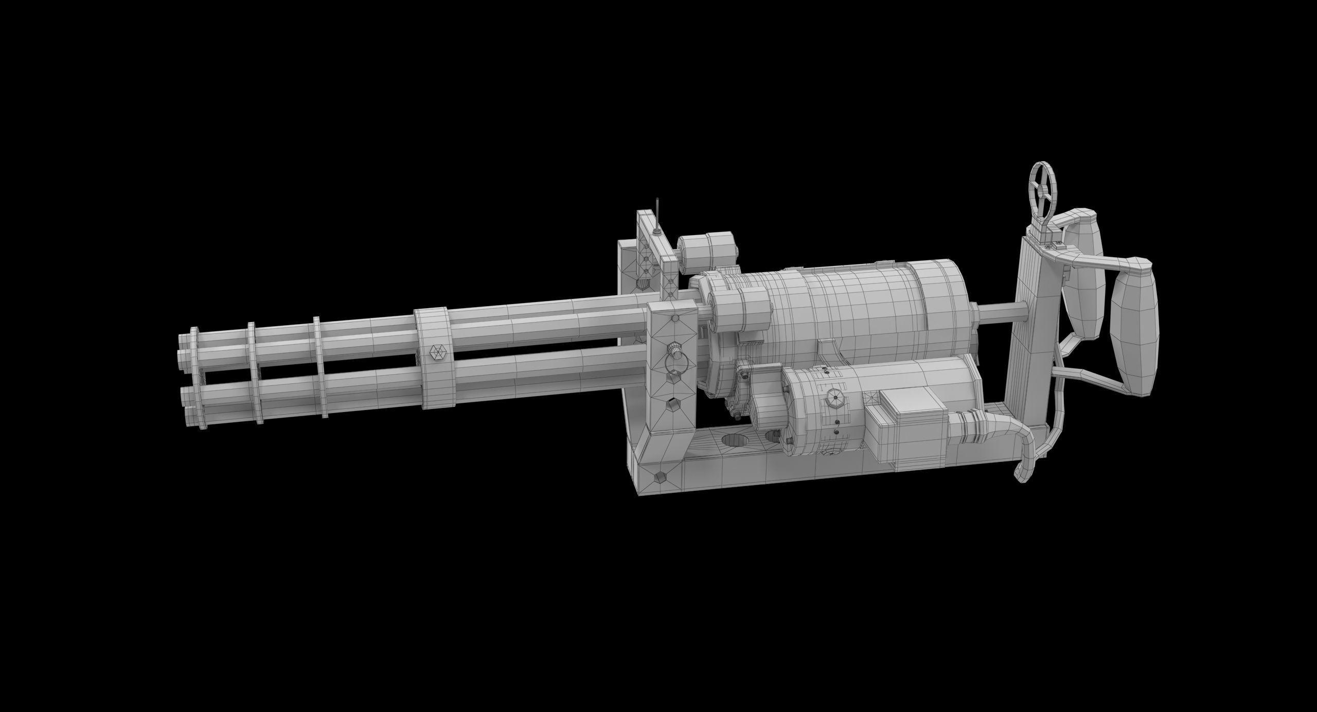 M134 Minigun With Mounting Bracket Dirt Low-poly 3D model_14