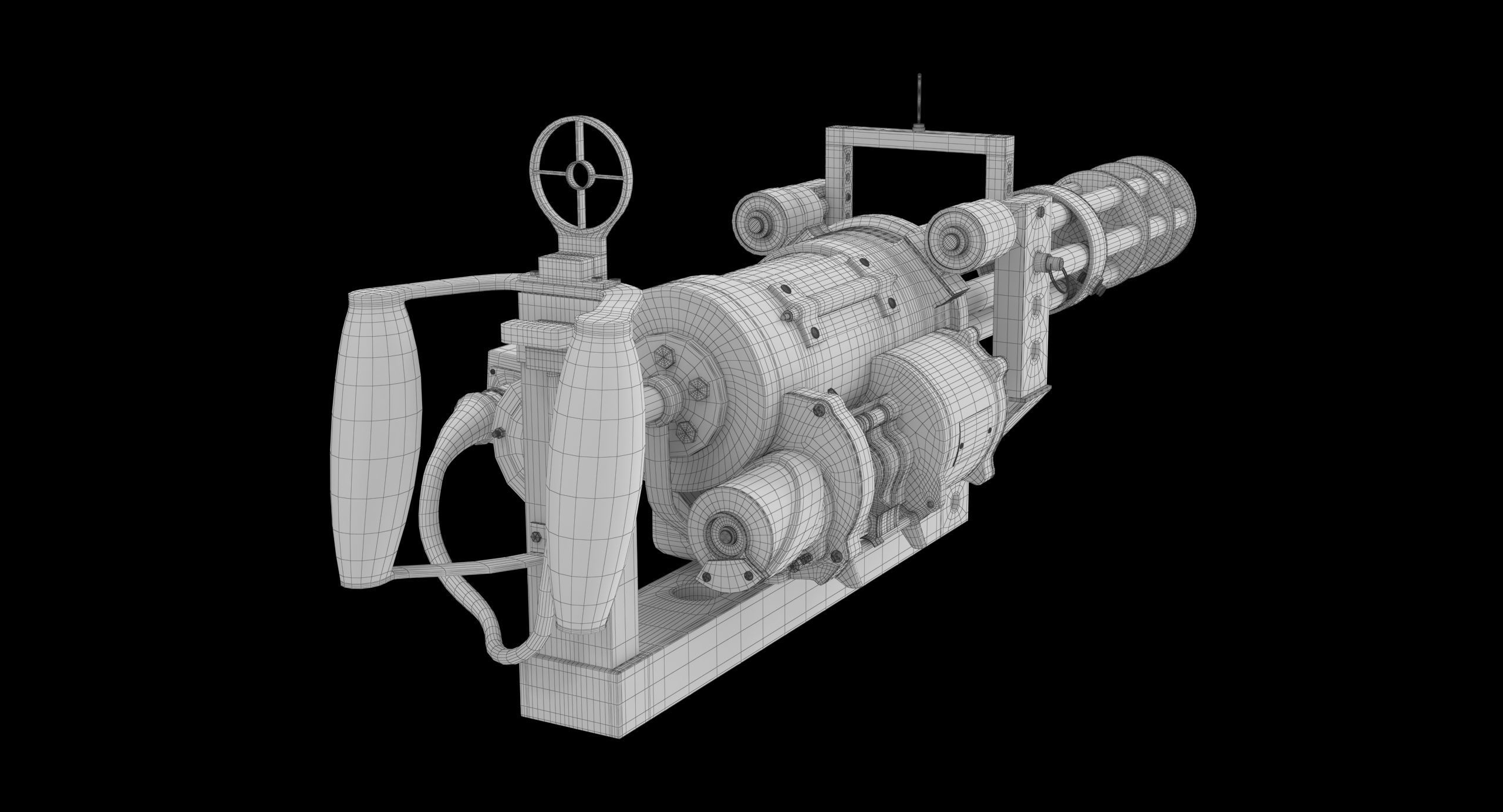 M134 Minigun With Mounting Bracket Dirt Low-poly 3D model_9