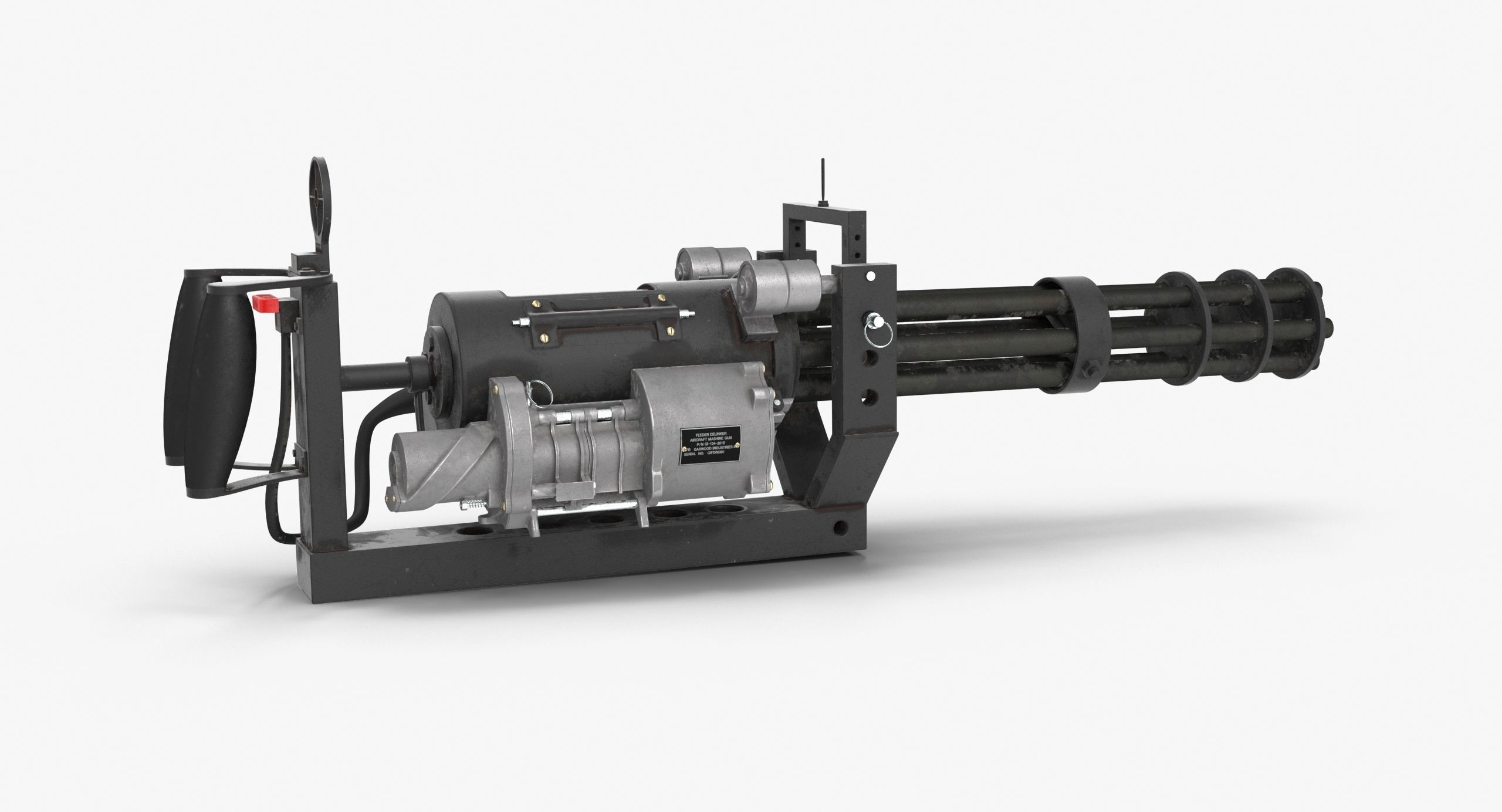 M134 Minigun With Mounting Bracket Dirt Low-poly 3D model_4
