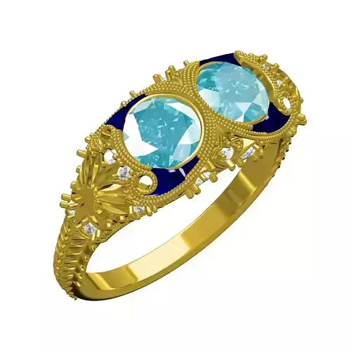 Two Stone Art Deco Engagement Ring