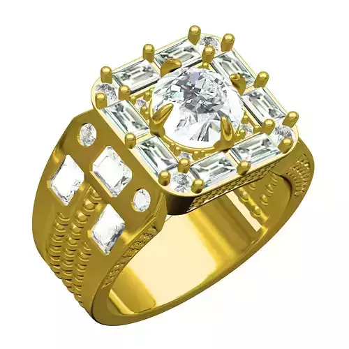 Big Hip Hop Bling Square Pave Setting Ring