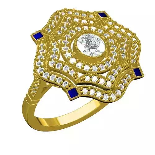 Antique Floral Design Art Deco Engagement Ring