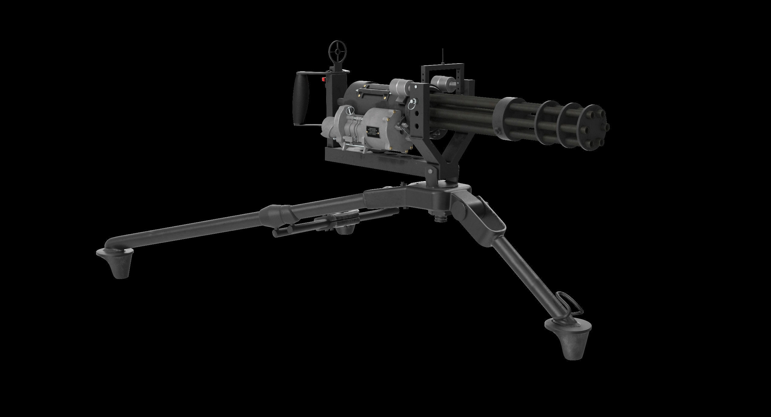 M134 Minigun Tripod Mounted Clean Low-poly 3D model_1