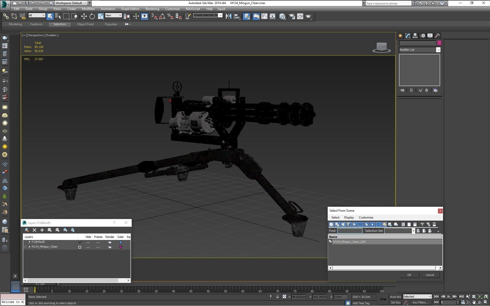 M134 Minigun Tripod Mounted Clean Low-poly 3D model_23
