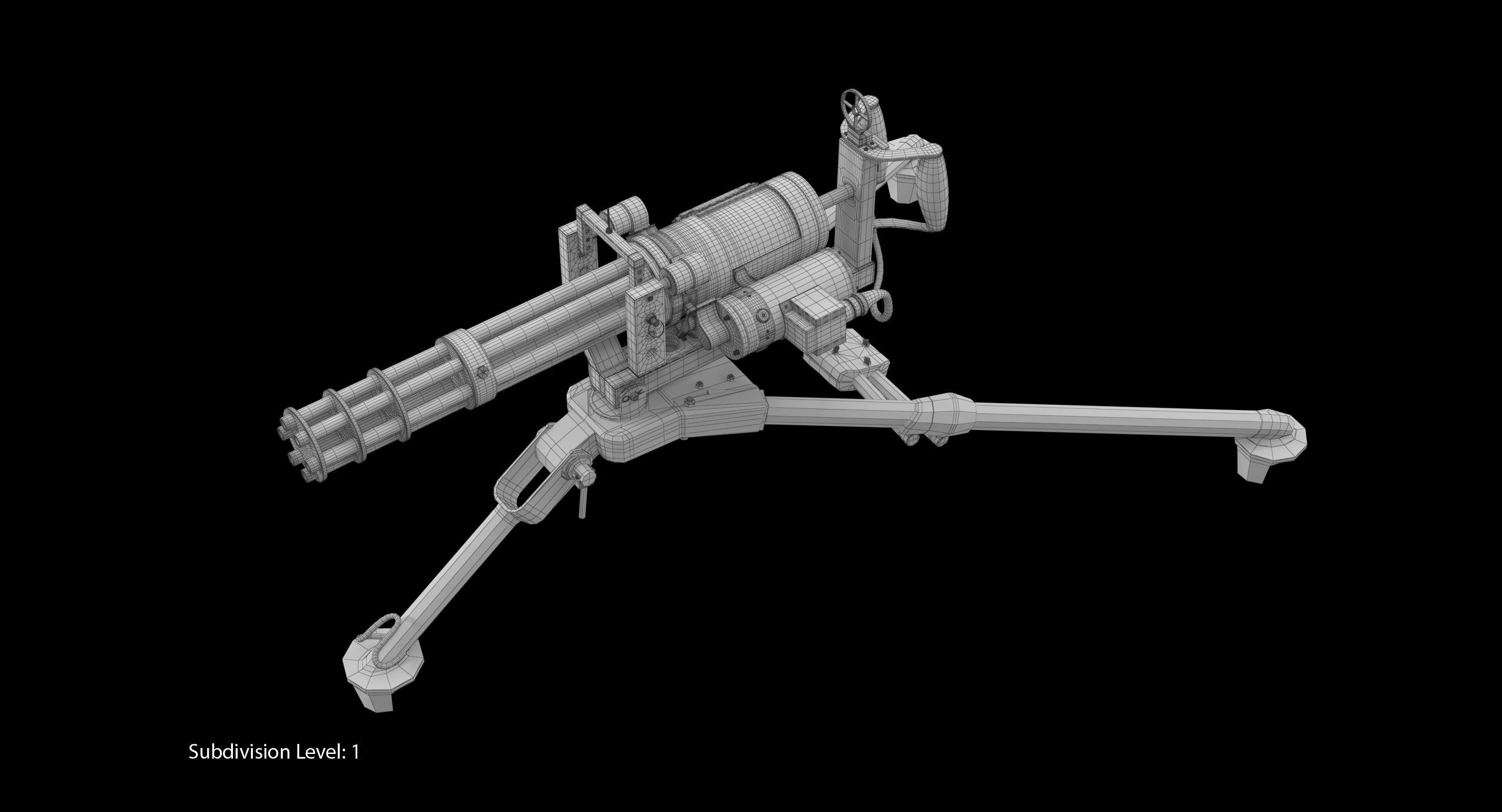 M134 Minigun Tripod Mounted Clean Low-poly 3D model_18