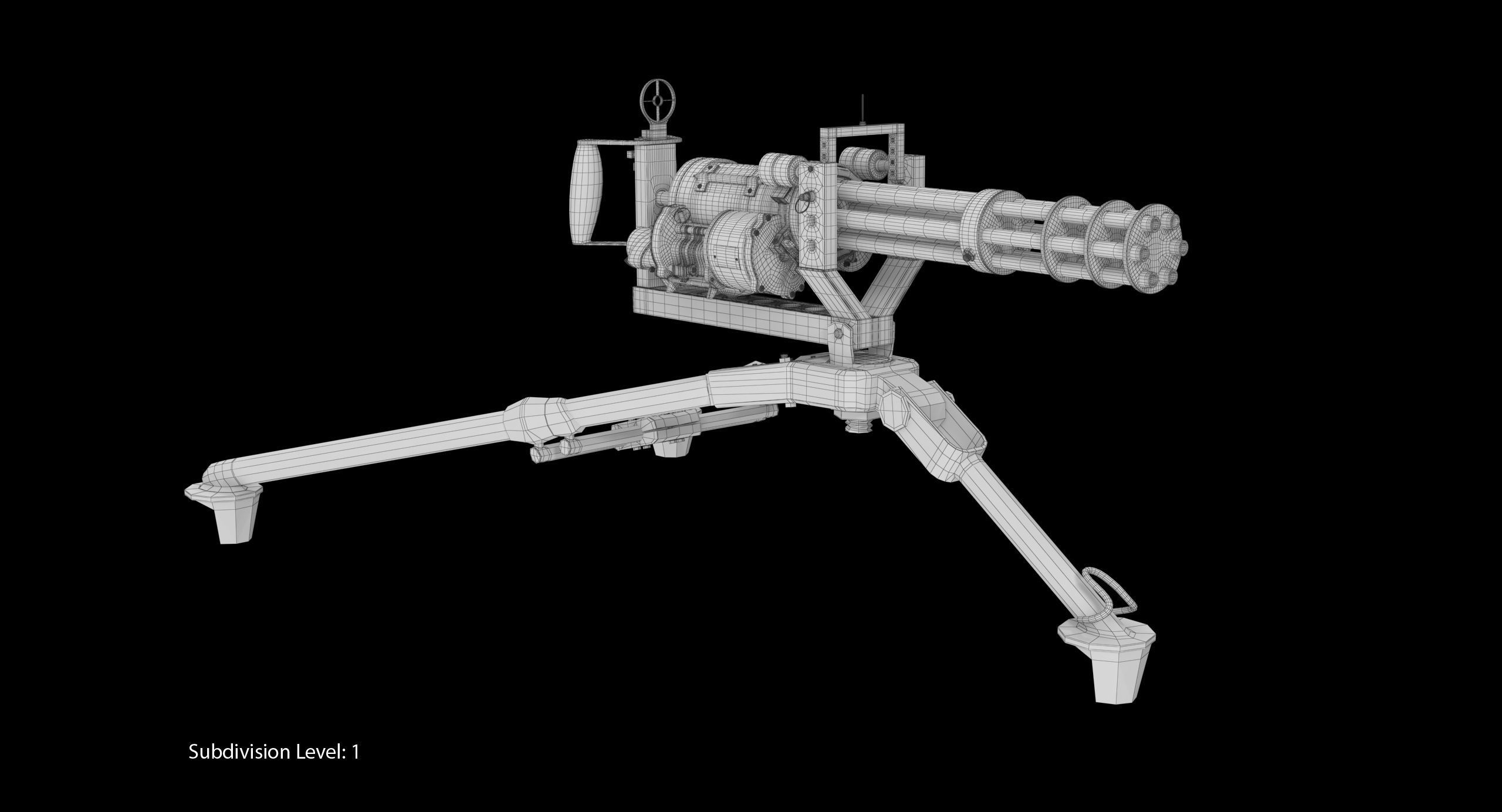 M134 Minigun Tripod Mounted Clean Low-poly 3D model_3