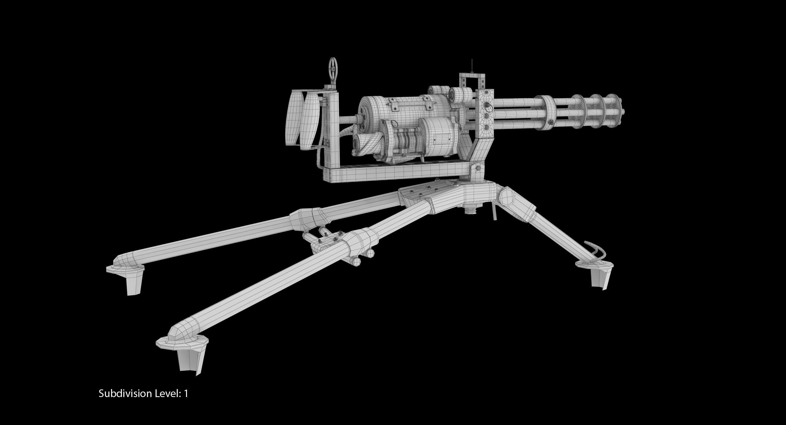 M134 Minigun Tripod Mounted Clean Low-poly 3D model_6