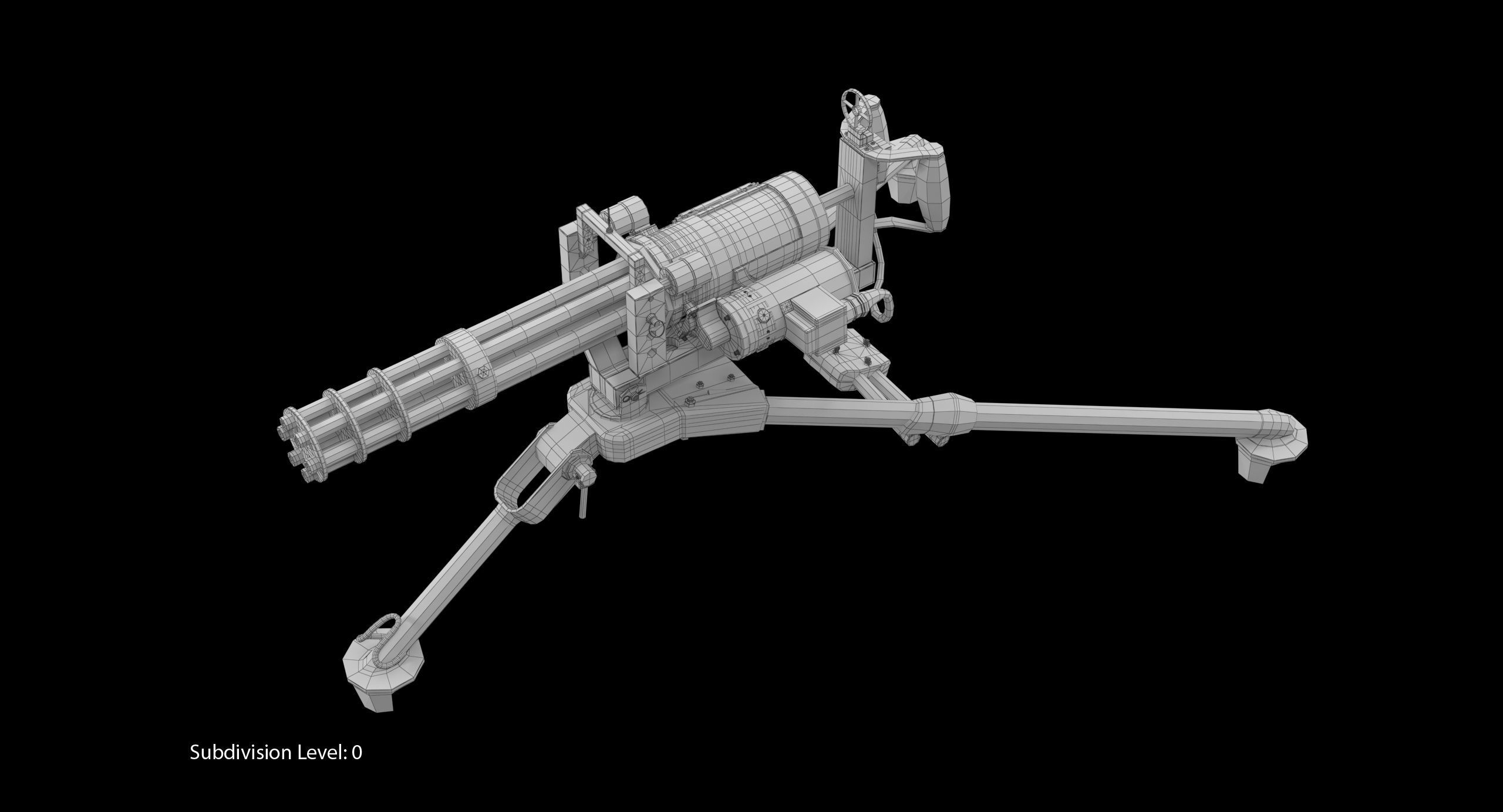 M134 Minigun Tripod Mounted Dirt Low-poly 3D model_16