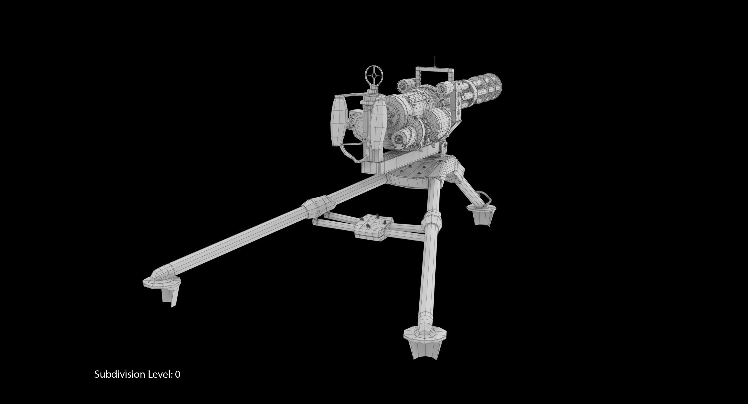 M134 Minigun Tripod Mounted Dirt Low-poly 3D model_7