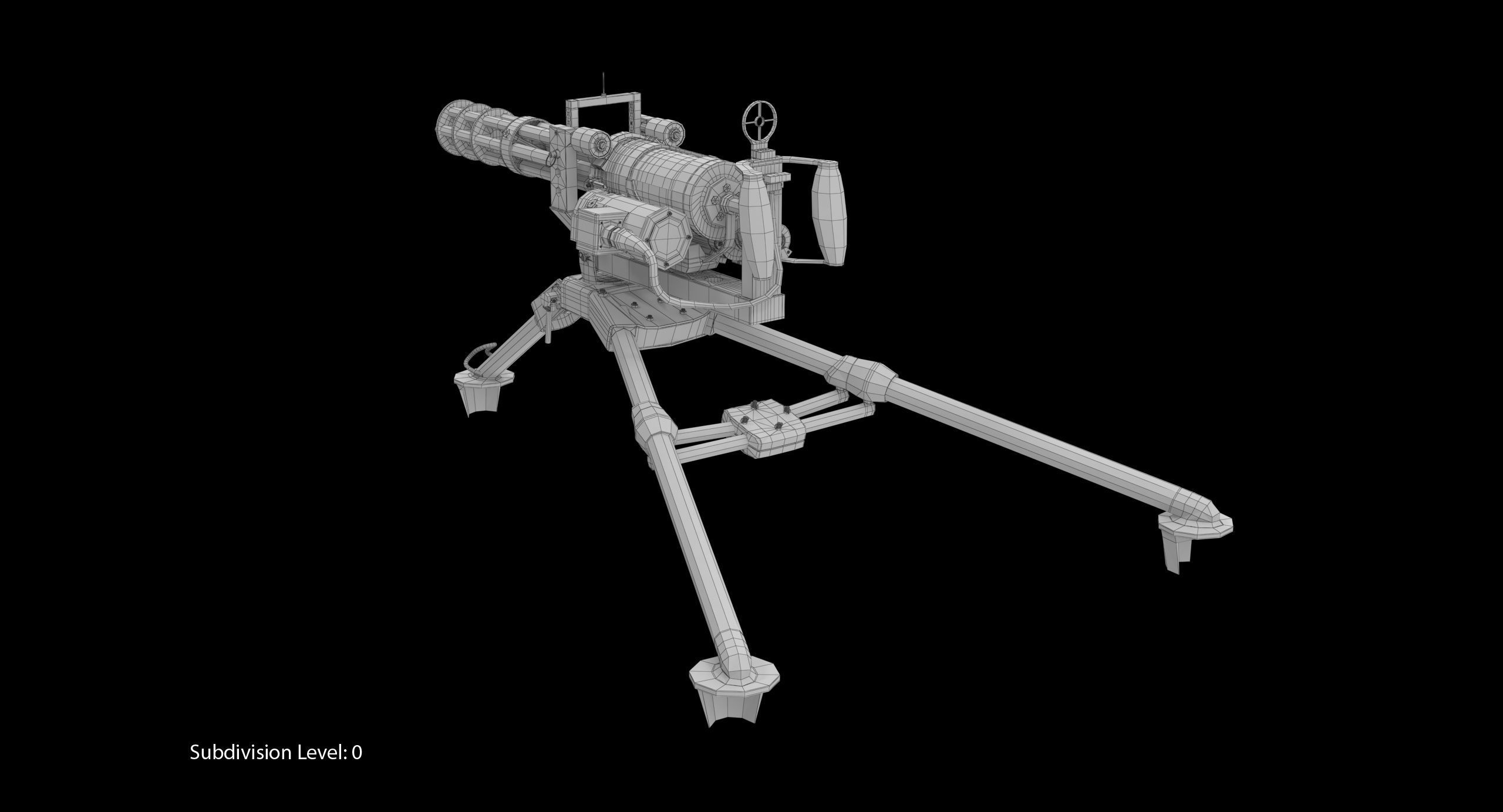 M134 Minigun Tripod Mounted Dirt Low-poly 3D model_10