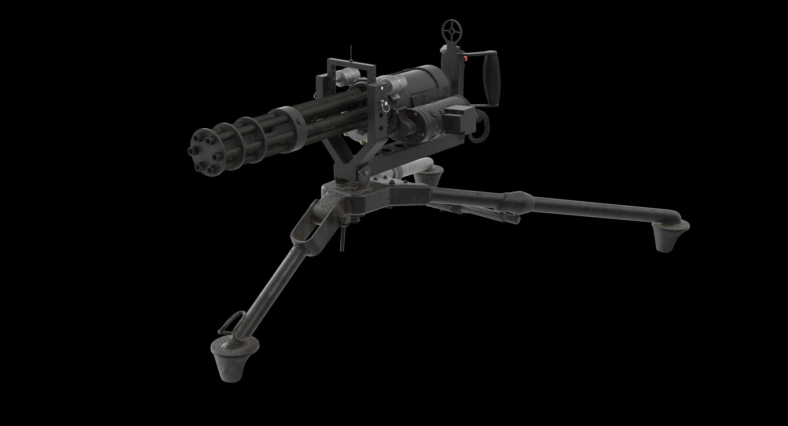 M134 Minigun Tripod Mounted Dirt Low-poly 3D model_29