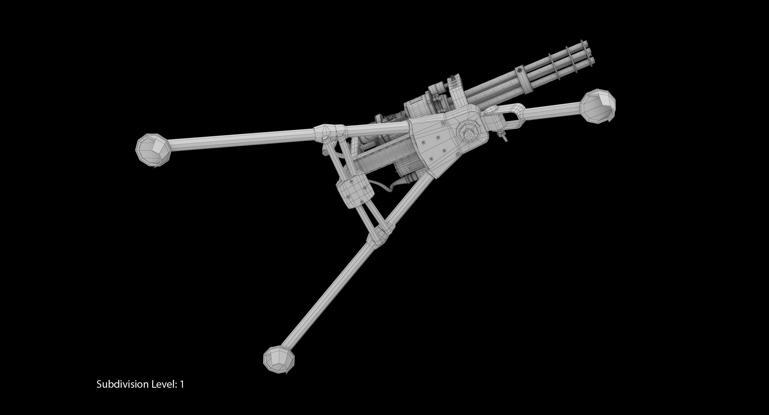 M134 Minigun Tripod Mounted Dirt Low-poly 3D model_20