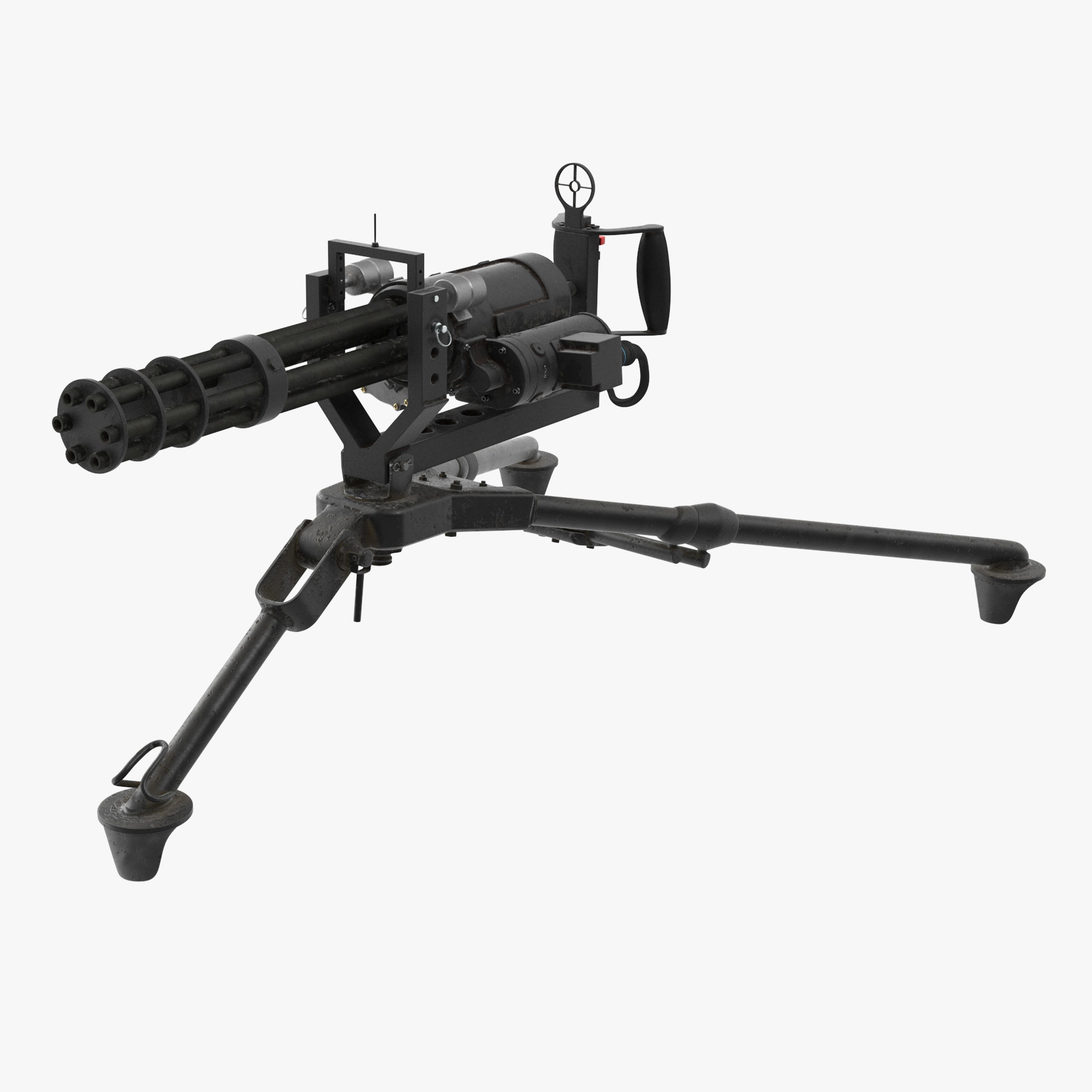 M134 Minigun Tripod Mounted Dirt Low-poly 3D model_21