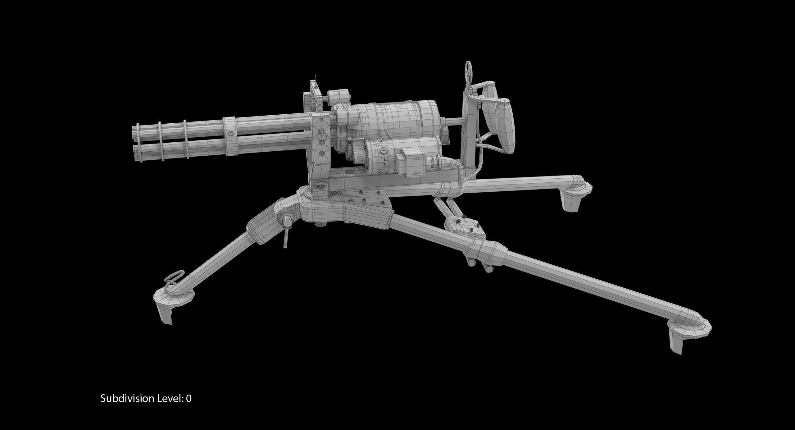 M134 Minigun Tripod Mounted Dirt Low-poly 3D model_13