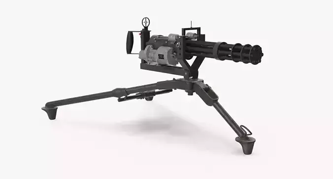 M134 Minigun Tripod Mounted Dirt Low-poly 3D model