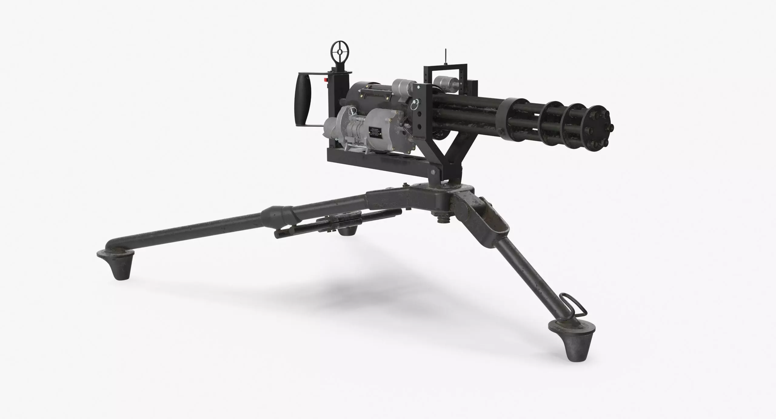 M134 Minigun Tripod Mounted Dirt Low-poly 3D model_0