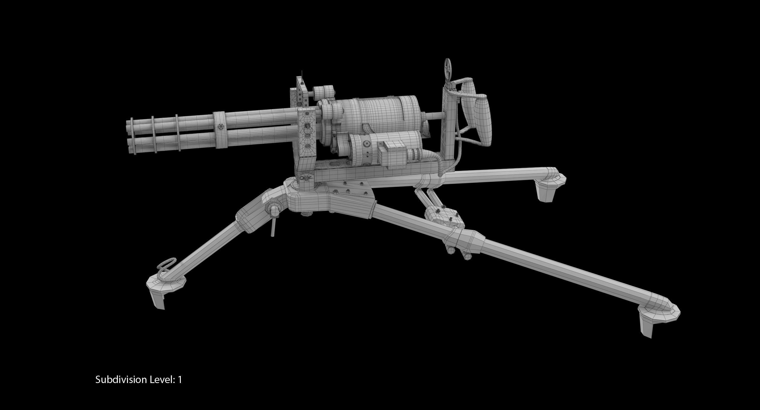 M134 Minigun Tripod Mounted Dirt Low-poly 3D model_14
