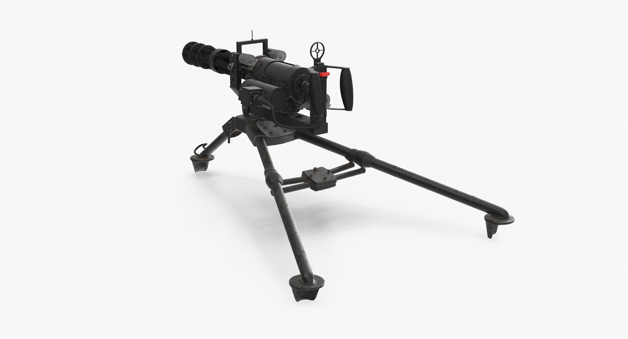 M134 Minigun Tripod Mounted Dirt Low-poly 3D model_9