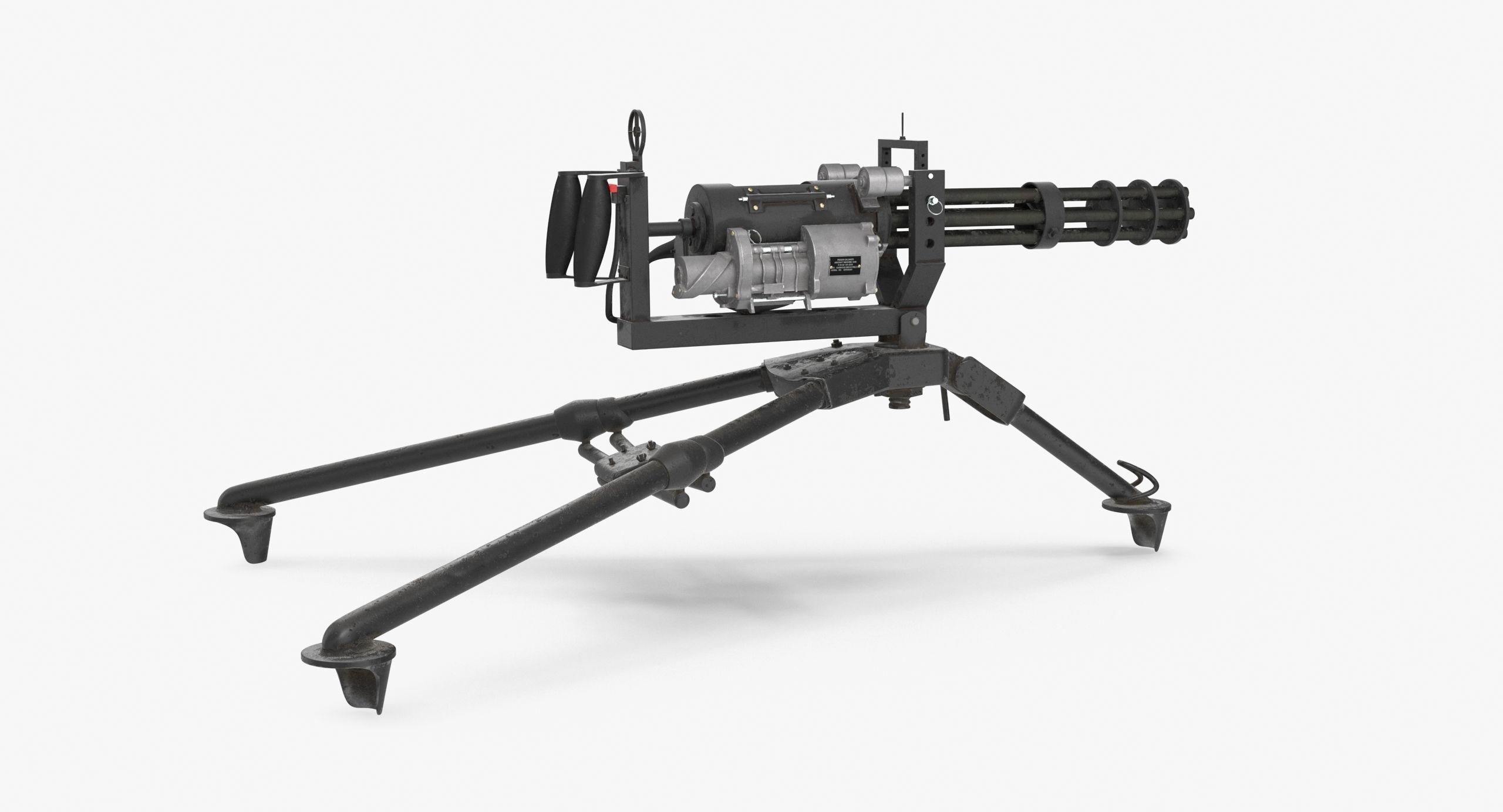M134 Minigun Tripod Mounted Dirt Low-poly 3D model_3