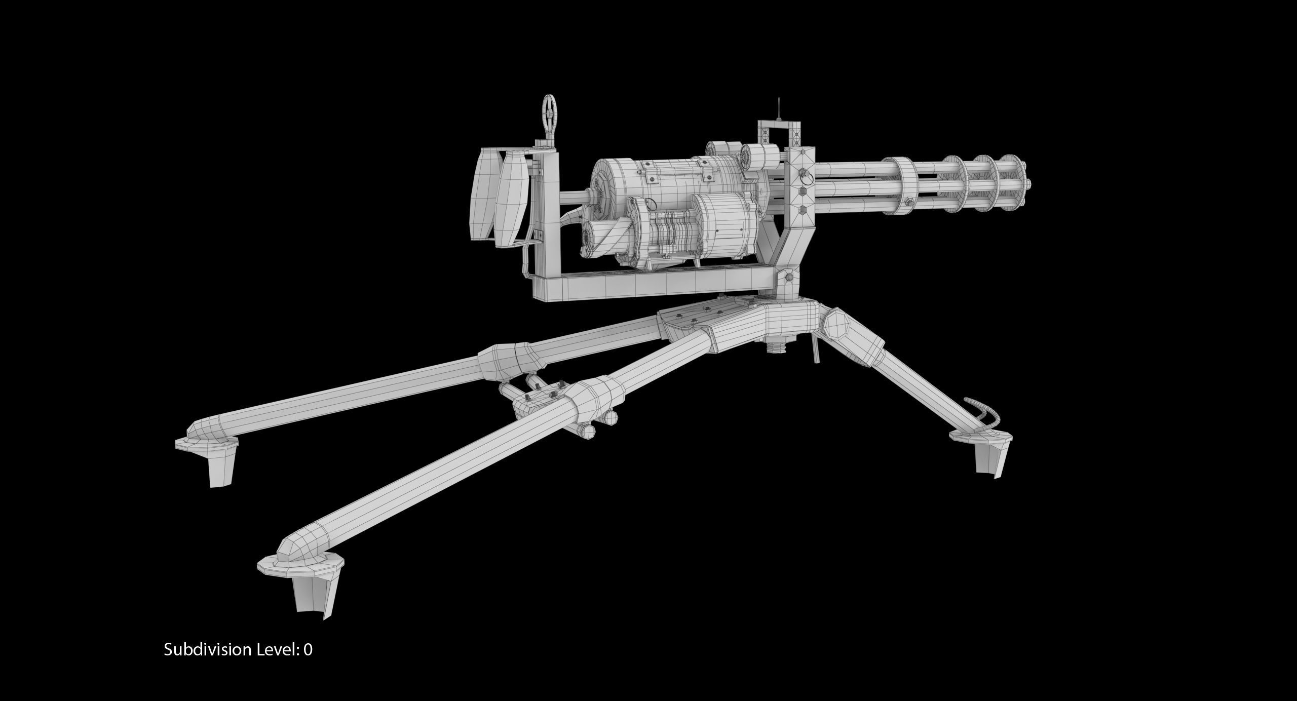 M134 Minigun Tripod Mounted Dirt Low-poly 3D model_4