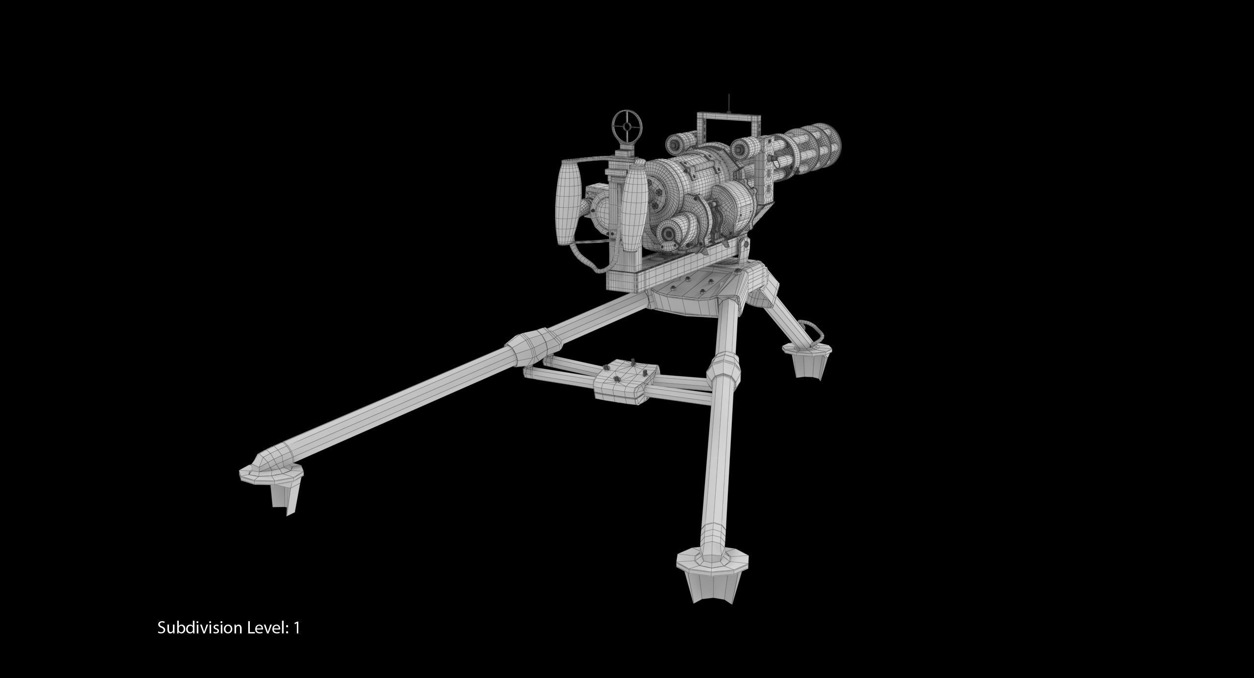 M134 Minigun Tripod Mounted Dirt Low-poly 3D model_8