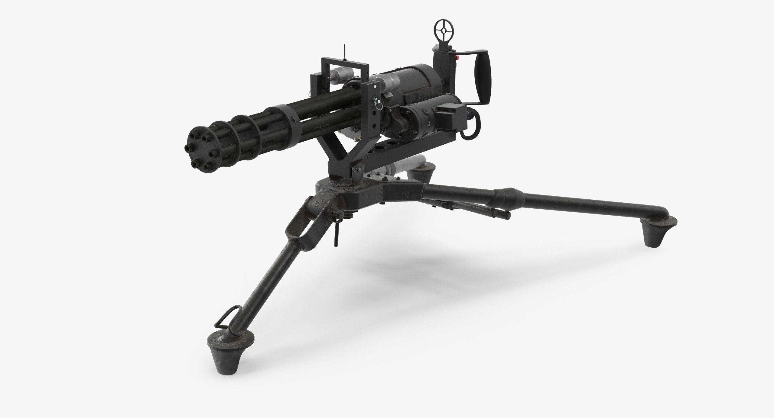 M134 Minigun Tripod Mounted Dirt Low-poly 3D model_27