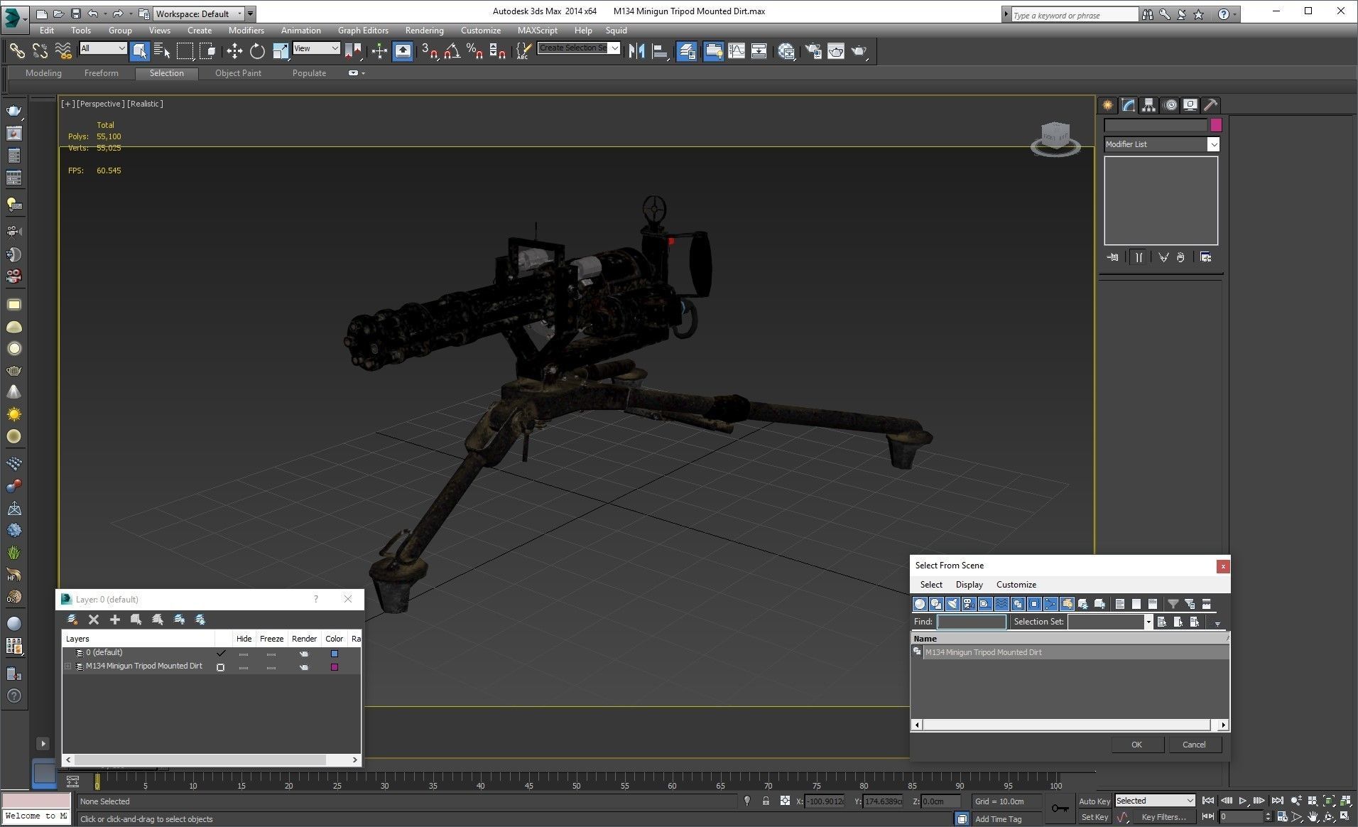 M134 Minigun Tripod Mounted Dirt Low-poly 3D model_22