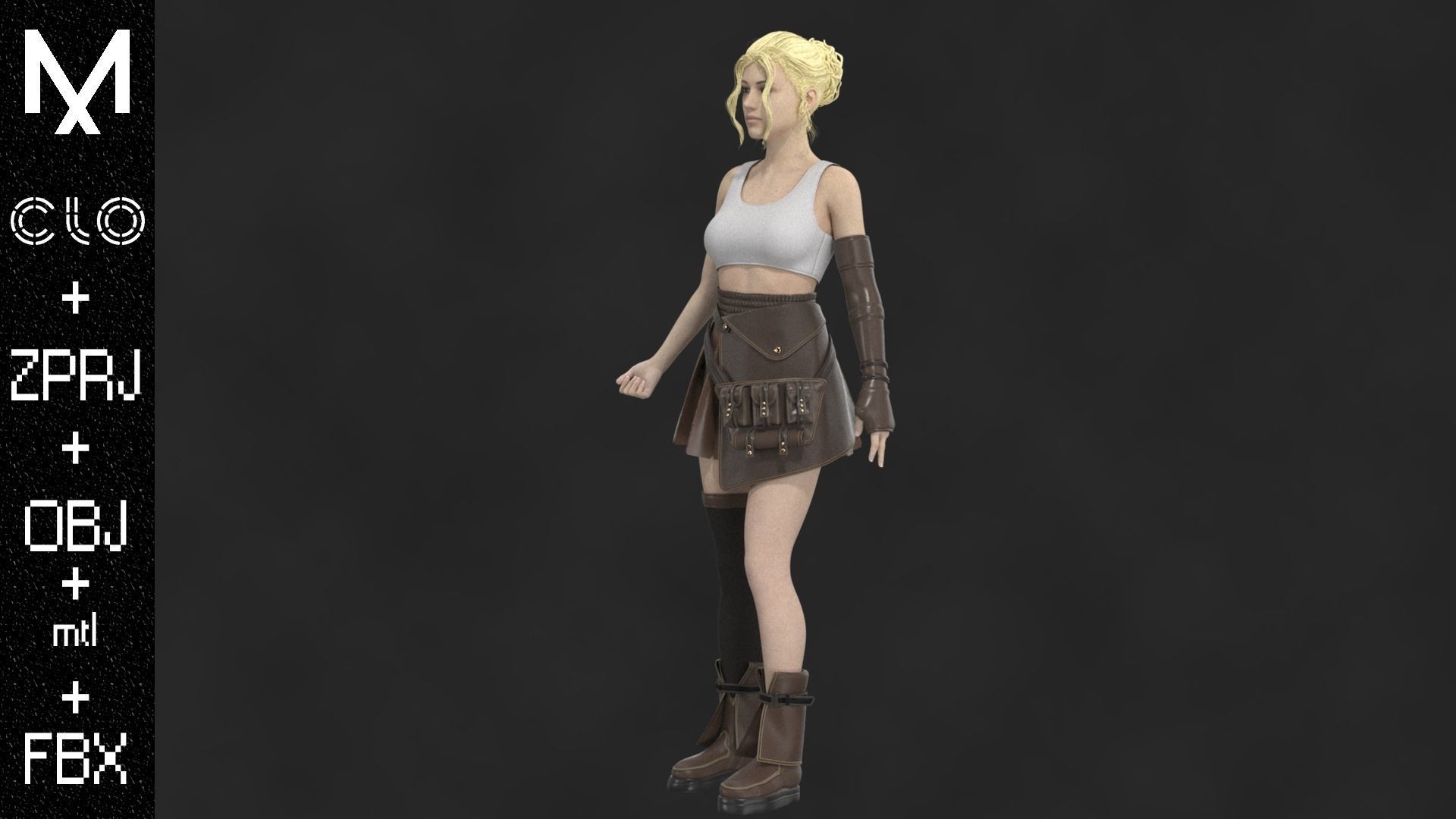 New Outfit Female Marvelous designer Clo3d OBJ mtl FBX ZPRJ 3D model_5