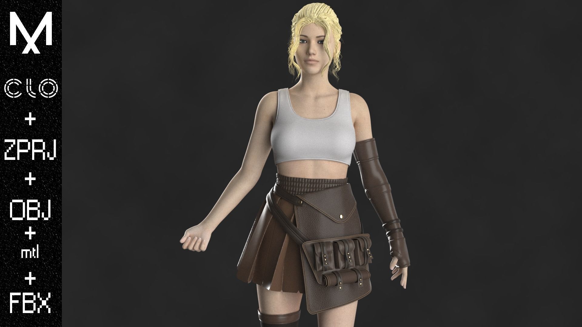 New Outfit Female Marvelous designer Clo3d OBJ mtl FBX ZPRJ 3D model_4
