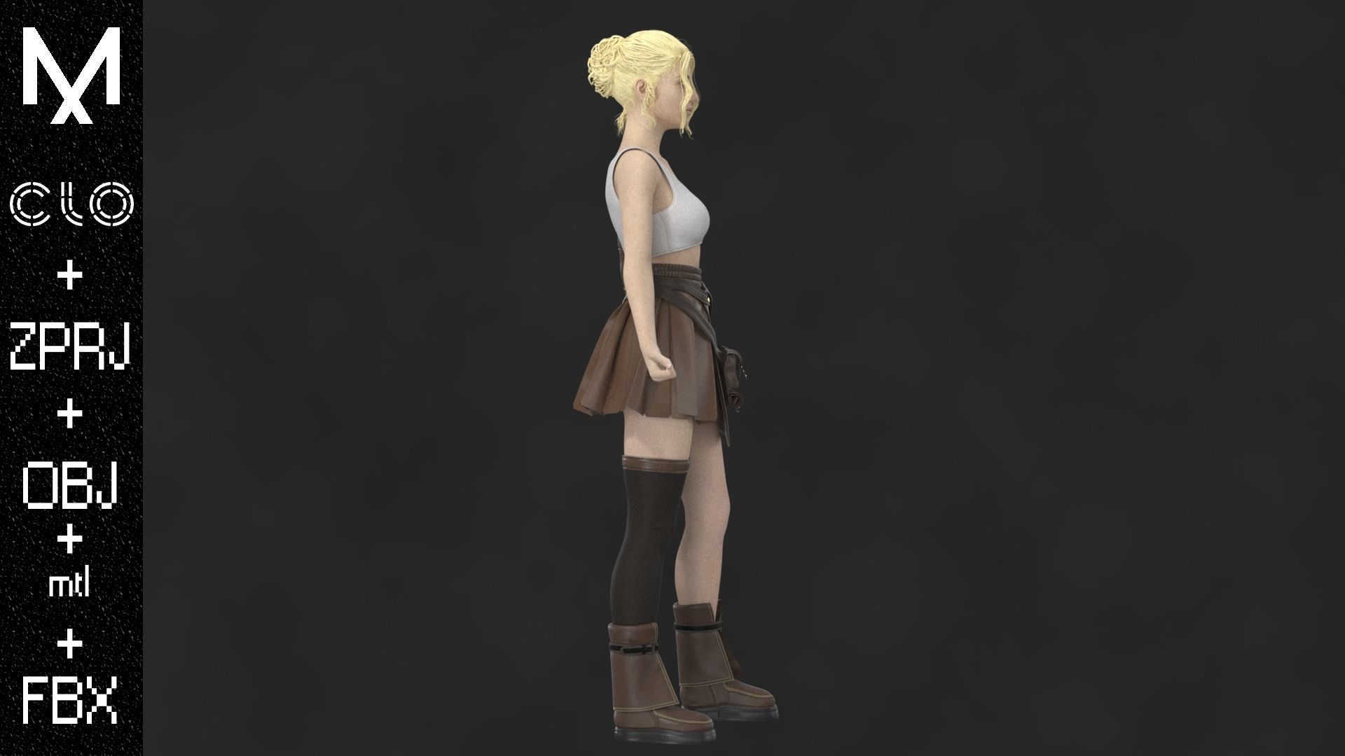 New Outfit Female Marvelous designer Clo3d OBJ mtl FBX ZPRJ 3D model_9