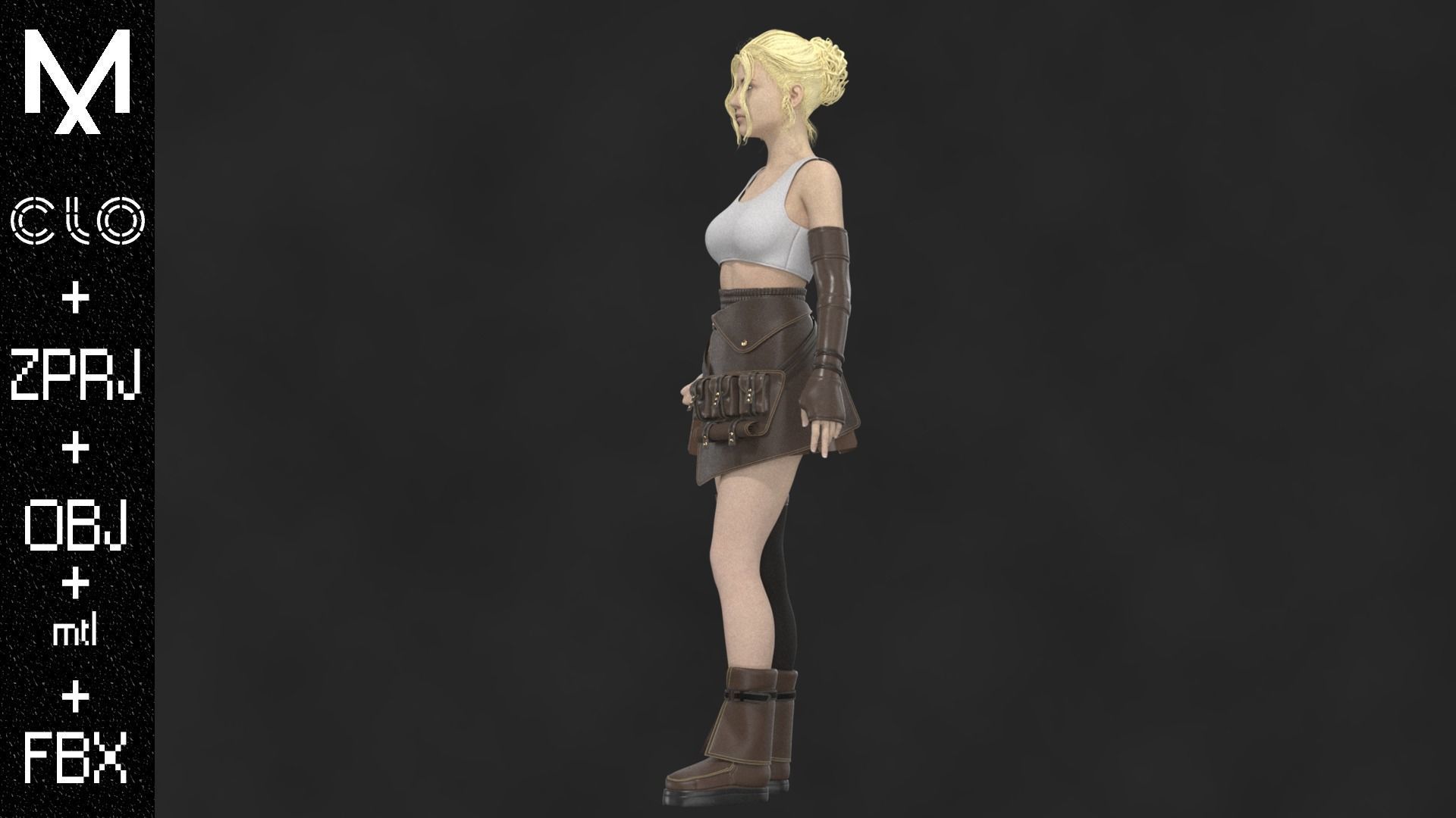 New Outfit Female Marvelous designer Clo3d OBJ mtl FBX ZPRJ 3D model_6
