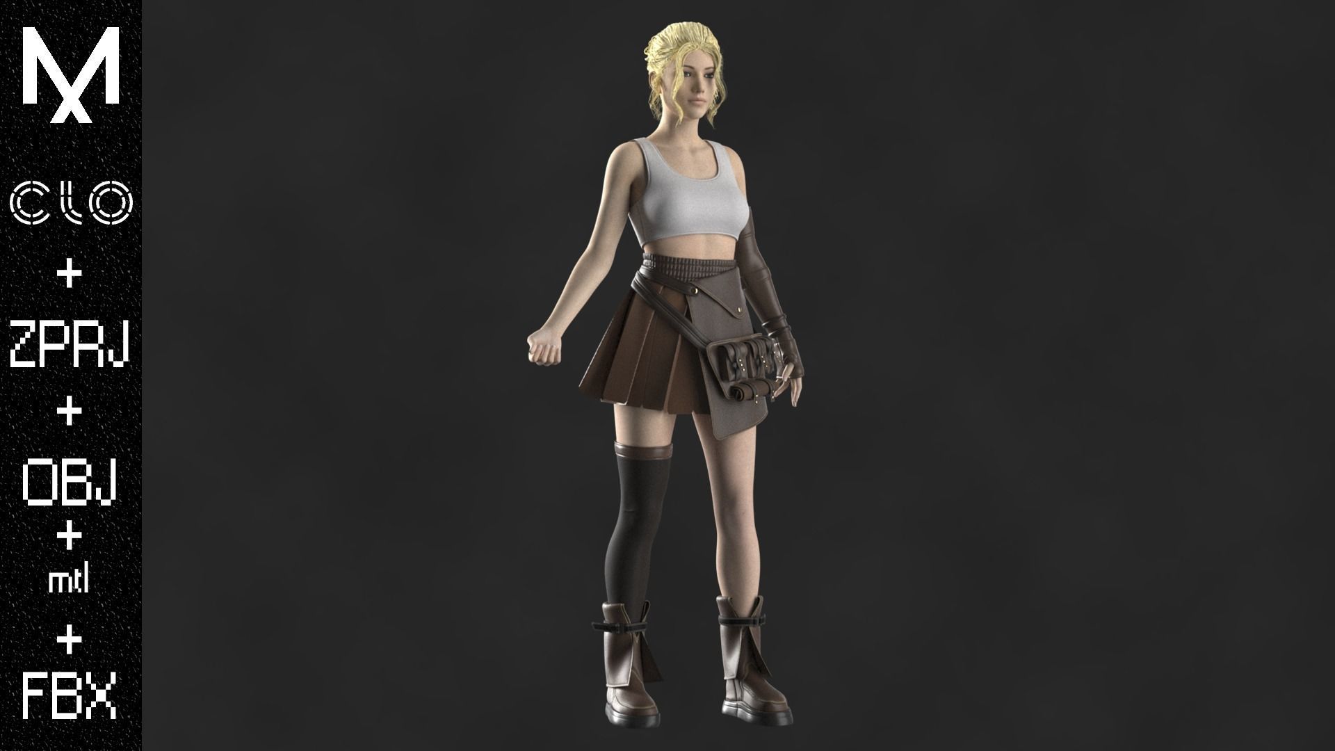 New Outfit Female Marvelous designer Clo3d OBJ mtl FBX ZPRJ 3D model_3