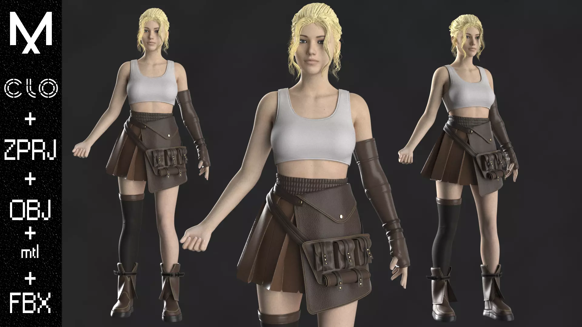 New Outfit Female Marvelous designer Clo3d OBJ mtl FBX ZPRJ 3D model_0