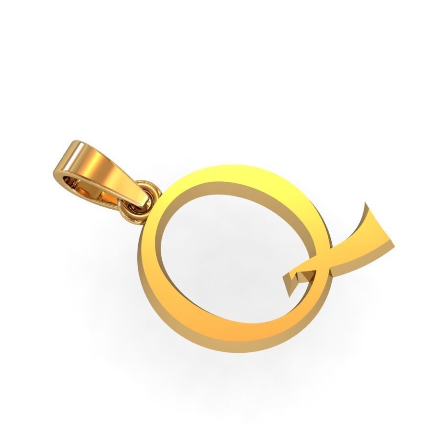 Q letter pendant 3D print model_2