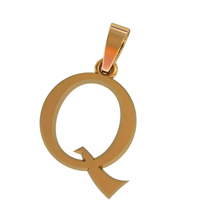 Q letter pendant 3D print model_0