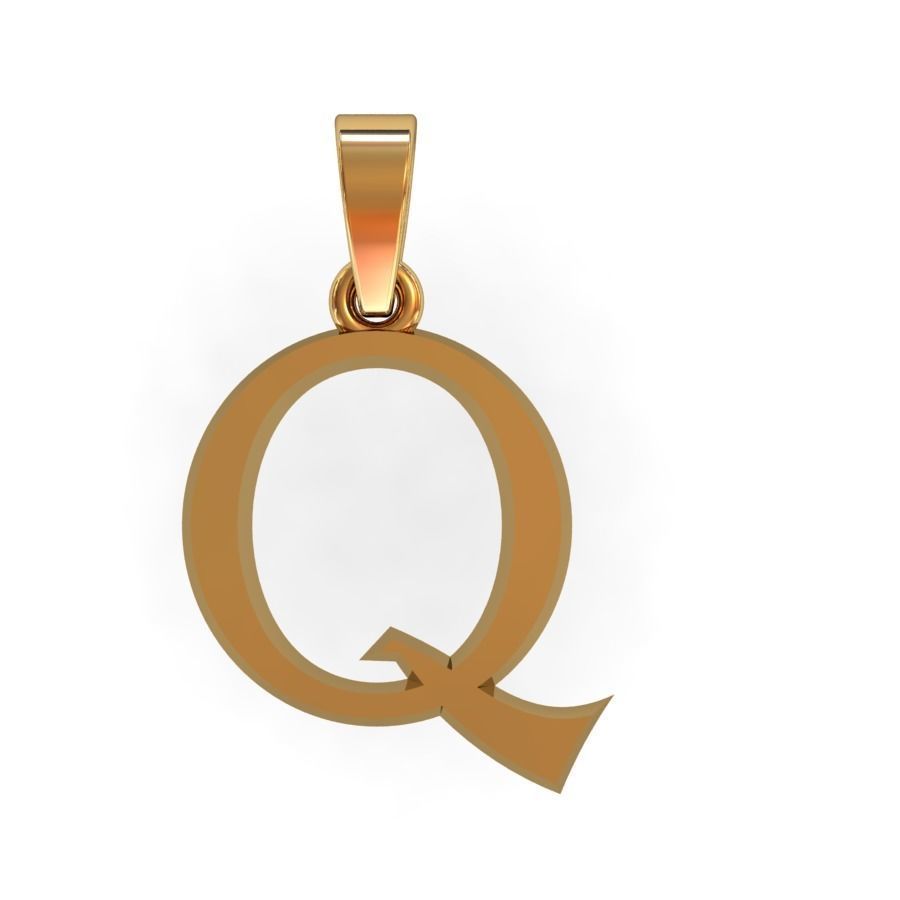 Q letter pendant 3D print model_1