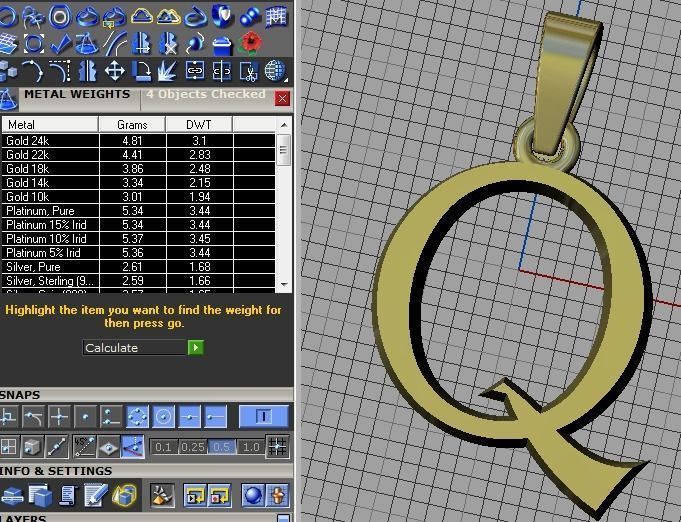 Q letter pendant 3D print model_5