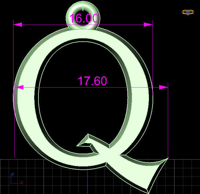 Q letter pendant 3D print model_4